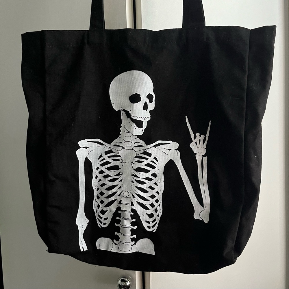 Skeleton Rock On Hand Symbol Tote Bag